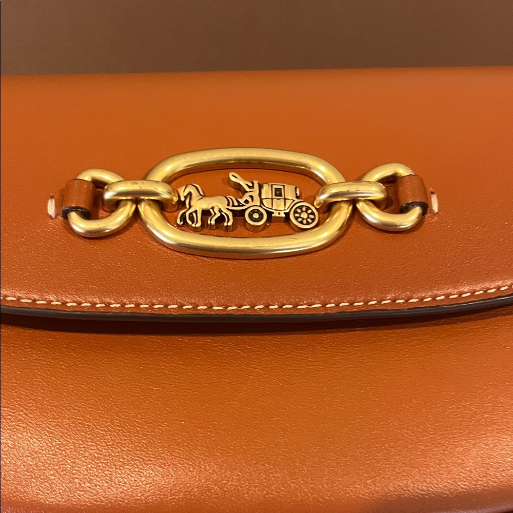Coach Brown Leather Crossbody Bag with Gold Accents - Picture 5 of 10
